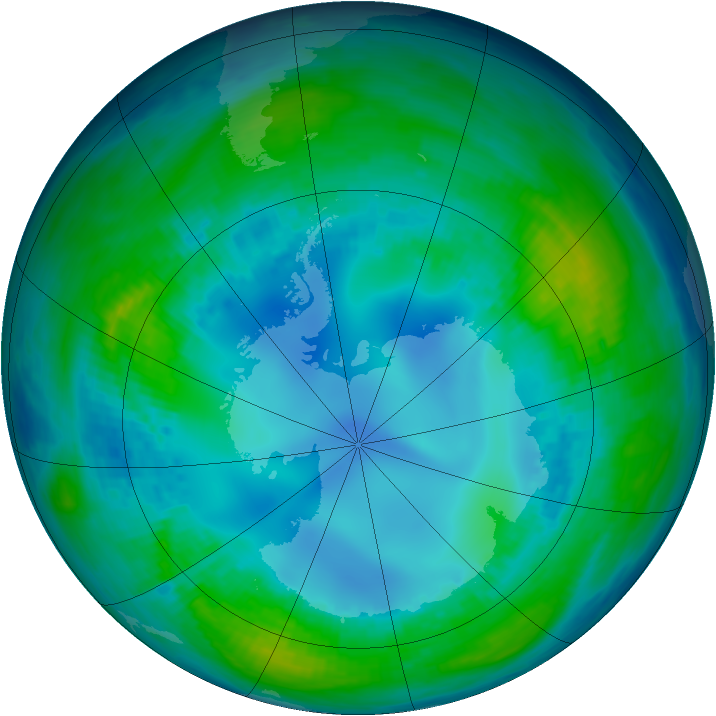 Antarctic ozone map for 06 May 1990